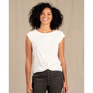 Toad & Co Anza short sleeve shirt white womens size XS faux knot‎ top casual